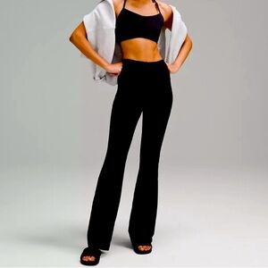 Lululemon Black Groove Super High Rise Flared Pant Nulu Flare Leggings Pants 16